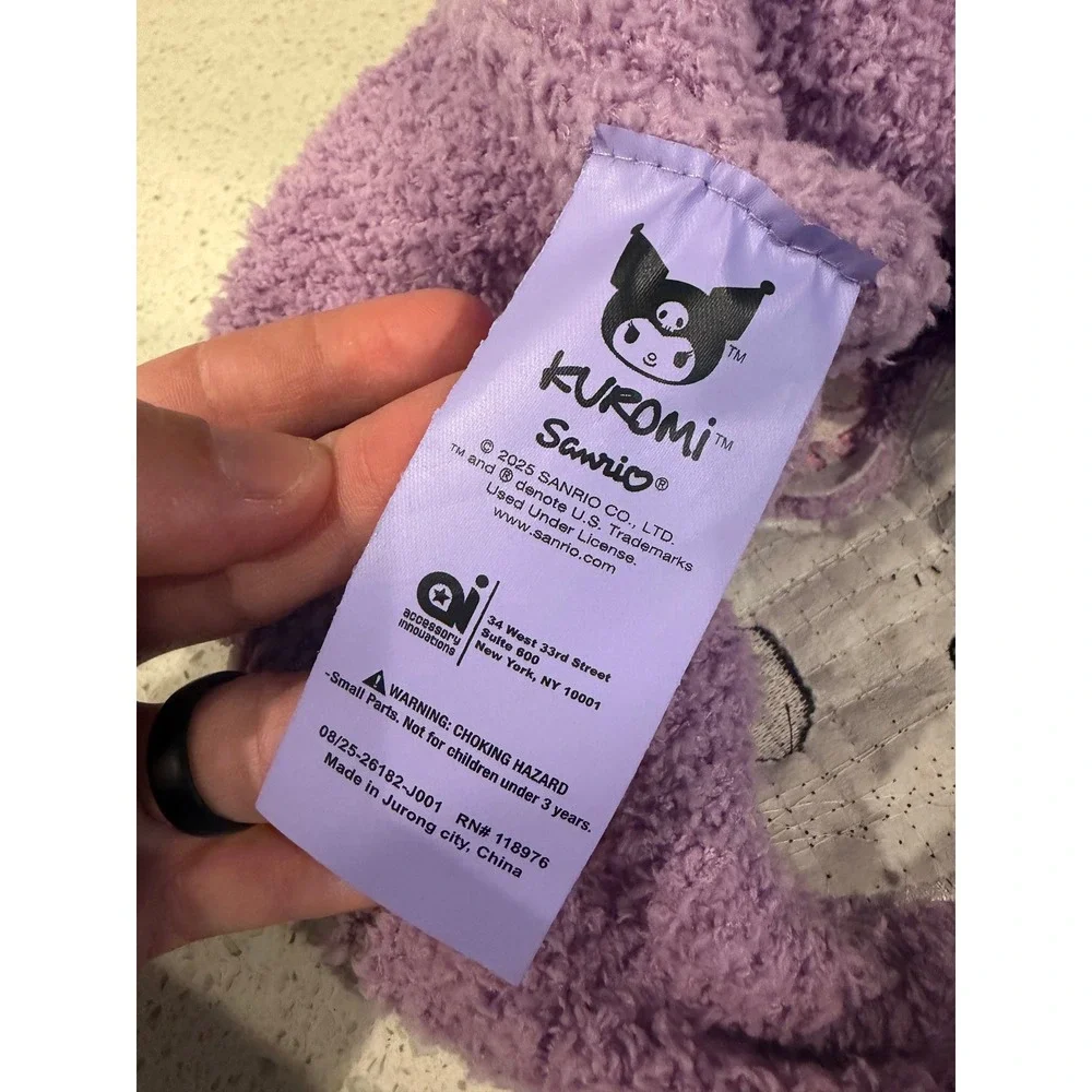 Sanrio Kuromi Fuzzy Beanie Purple Lavender Ears Pom Poms